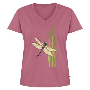 Libelle - Frauen Premium Bio T-Shirt mit V-Ausschnitt - Mauve - Vorne - AI Model Female 172 dark (172cm)