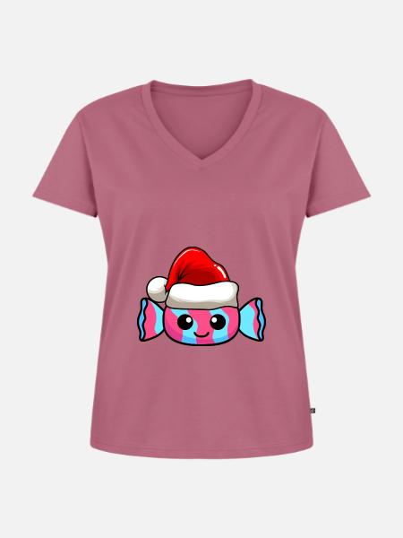 Bonbons Weihnachten Comic Xmas - Frauen Premium Bio T-Shirt mit V-Ausschnitt - Mauve