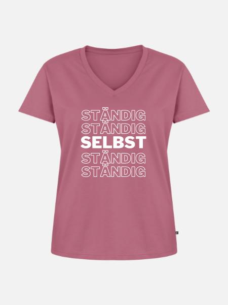 SELBSTSTÄNDIG !!! - Frauen Premium Bio T-Shirt mit V-Ausschnitt - Mauve