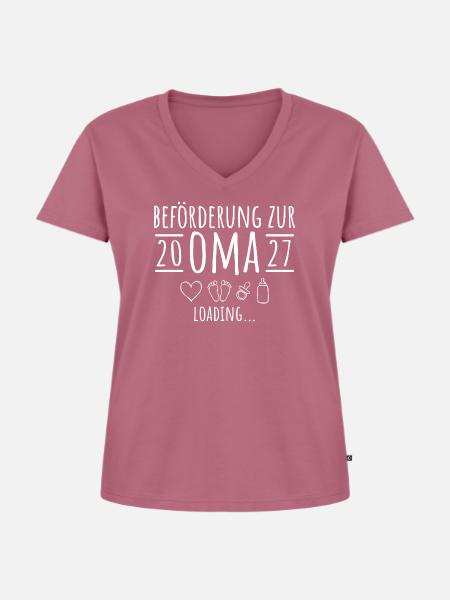 Beförderung zur Oma 2027 loading - Frauen Premium Bio T-Shirt mit V-Ausschnitt - Mauve