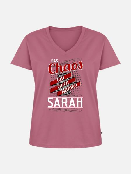 Sarah - Frauen Premium Bio T-Shirt mit V-Ausschnitt - Mauve