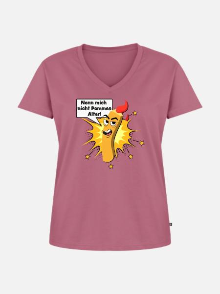 Pommes witzig - Frauen Premium Bio T-Shirt mit V-Ausschnitt - Mauve