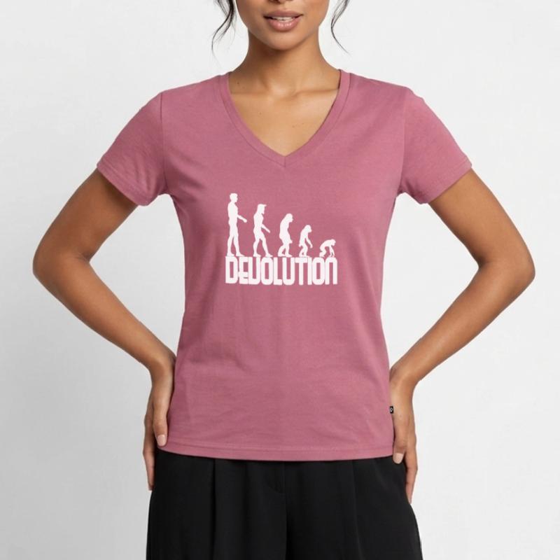 Devolution Evolution simple design Women's Premium Organic V-neck T-shirt