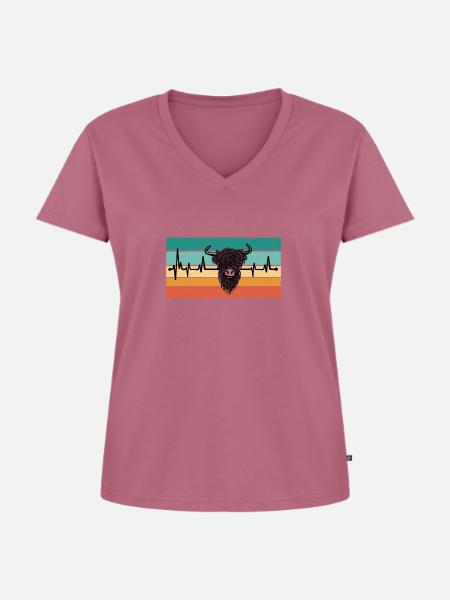 Herzschlag Ochse - Frauen Premium Bio T-Shirt mit V-Ausschnitt - Mauve