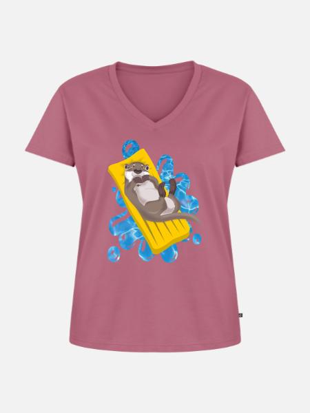 OTTER FREIZEIT - Frauen Premium Bio T-Shirt mit V-Ausschnitt - Mauve