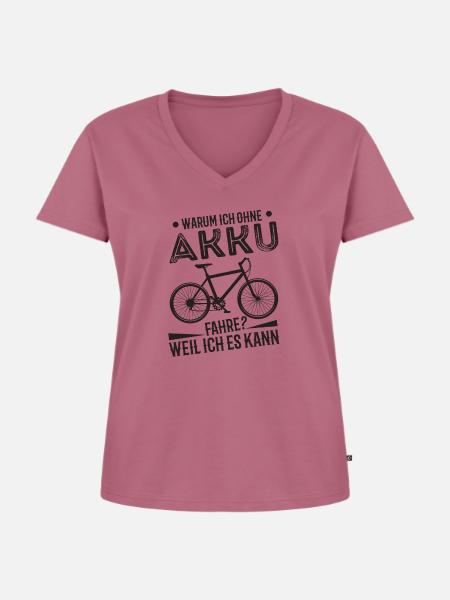 Fahrrad ohne Akku - Frauen Premium Bio T-Shirt mit V-Ausschnitt - Mauve