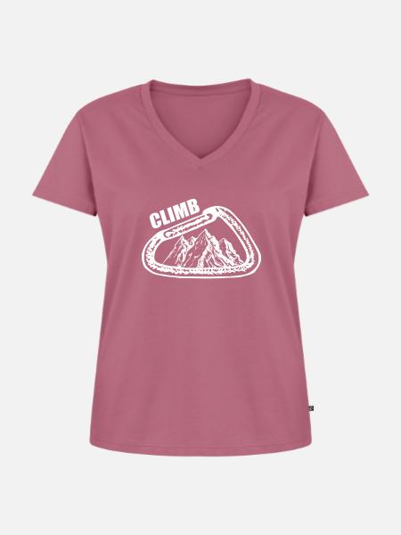 Climb - Frauen Premium Bio T-Shirt mit V-Ausschnitt - Mauve