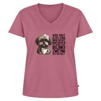 Bolonkas Hunden Spruch Bolonka Zwetna Hund Bolonka - Frauen Premium Bio T-Shirt mit V-Ausschnitt - Mauve - Vorne - AI Model Female 172 dark (172cm)