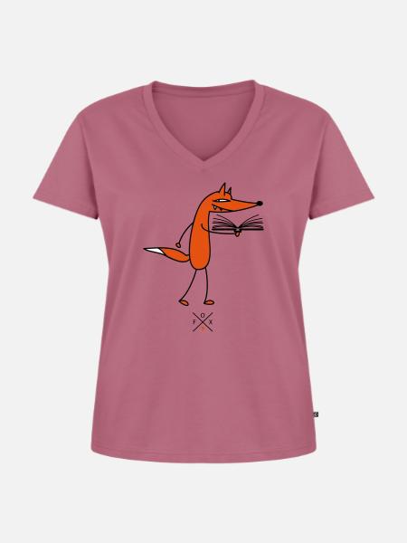 Schlauer Leser - Frauen Premium Bio T-Shirt mit V-Ausschnitt - Mauve