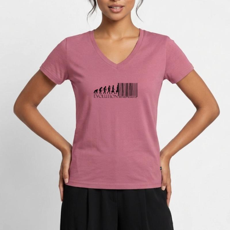 Evolution Barcode Digitization Women's Premium Organic V-neck T-shirt