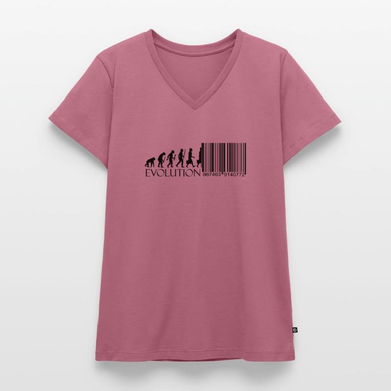Evolution Barcode Digitization Women's Premium Organic V-neck T-shirt