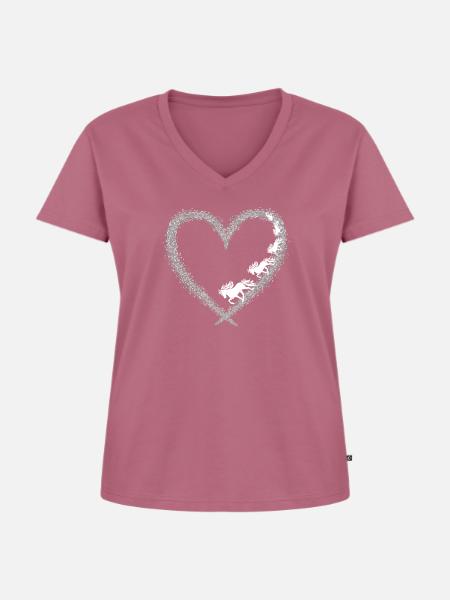 Herz mit Tölt - Frauen Premium Bio T-Shirt mit V-Ausschnitt - Mauve