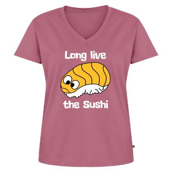 Long live the sushi - Women's Premium Organic V-neck T-shirt - mauve - Front - AI Model Female 172 dark (172cm)