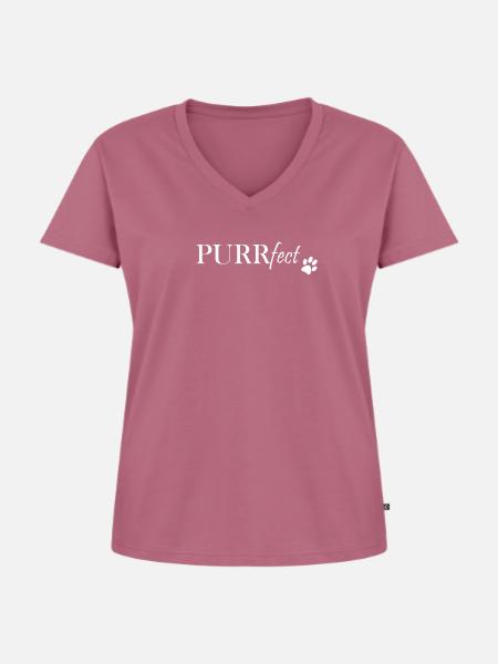 Purrfect - Frauen Premium Bio T-Shirt mit V-Ausschnitt - Mauve