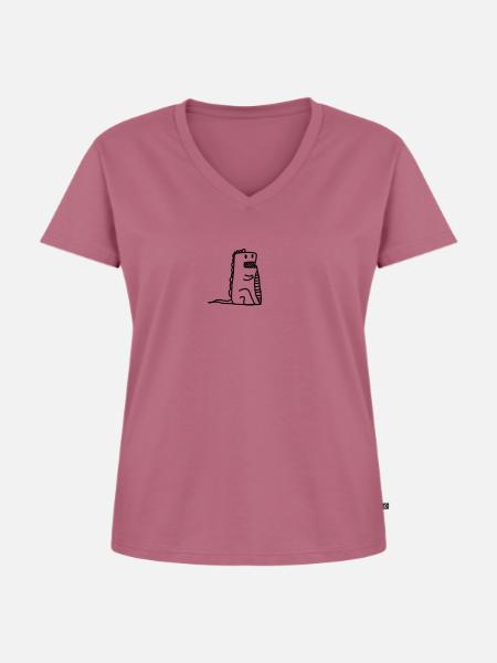 Dino - Frauen Premium Bio T-Shirt mit V-Ausschnitt - Mauve