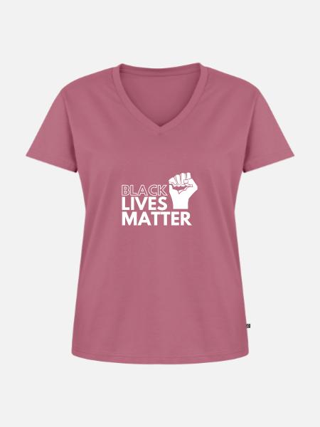 Black Lives Fist - Frauen Premium Bio T-Shirt mit V-Ausschnitt - Mauve