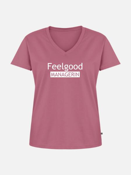 Feelgood Managerin Tshirt - Frauen Premium Bio T-Shirt mit V-Ausschnitt - Mauve