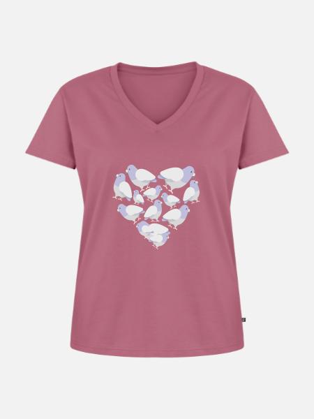Herz Taube - Frauen Premium Bio T-Shirt mit V-Ausschnitt - Mauve