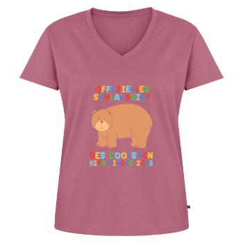 Bär Kita Kindergarten 2023 - Frauen Premium Bio T-Shirt mit V-Ausschnitt - Mauve - Vorne - AI Model Female 172 dark (172cm)