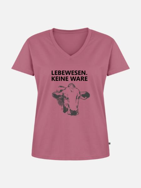 Lebewesen keine Ware - Frauen Premium Bio T-Shirt mit V-Ausschnitt - Mauve