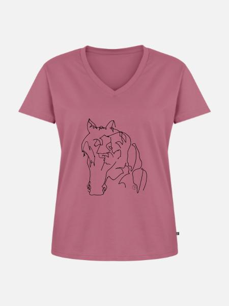 Pferdekopf - Frauen Premium Bio T-Shirt mit V-Ausschnitt - Mauve