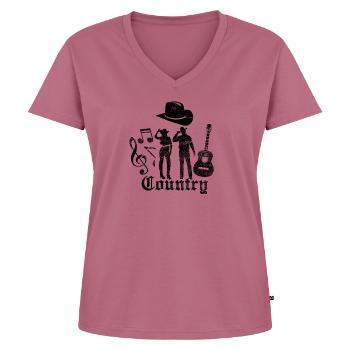 Country Musik Shirt - Frauen Premium Bio T-Shirt mit V-Ausschnitt - Mauve - Vorne - AI Model Female 172 dark (172cm)