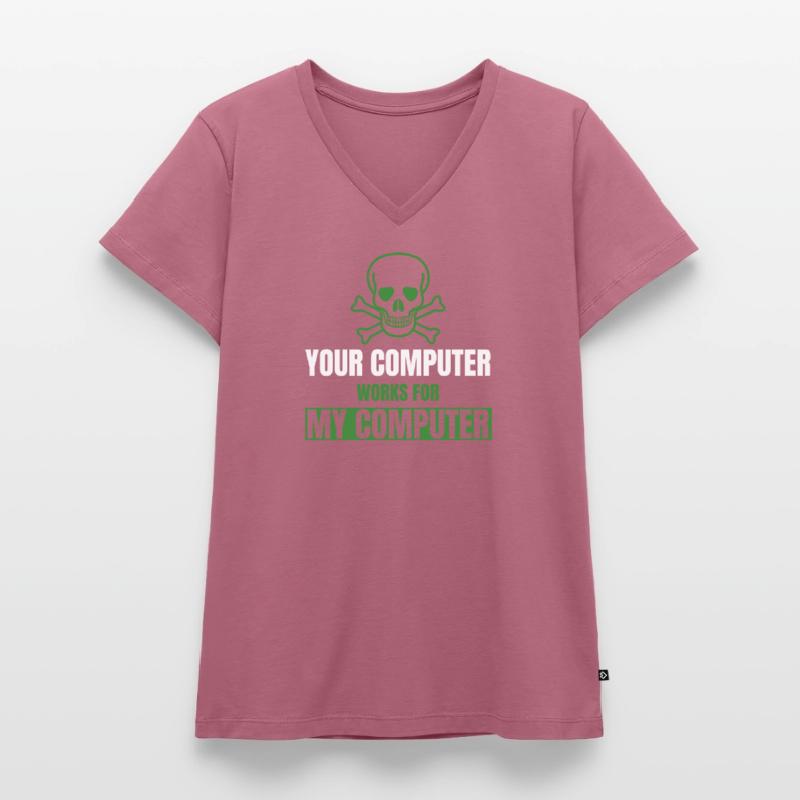 DevOps Cyber Security Hacker IT Admin Geschenke Frauen Premium Bio T-Shirt mit V-Ausschnitt