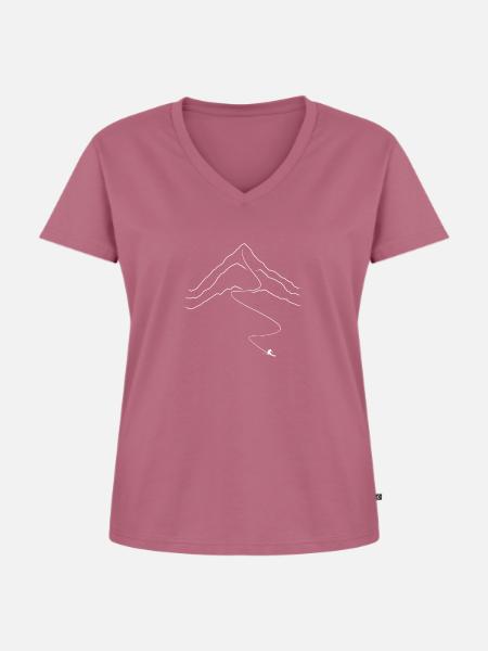 Ski Skipiste Skifahrer - Frauen Premium Bio T-Shirt mit V-Ausschnitt - Mauve