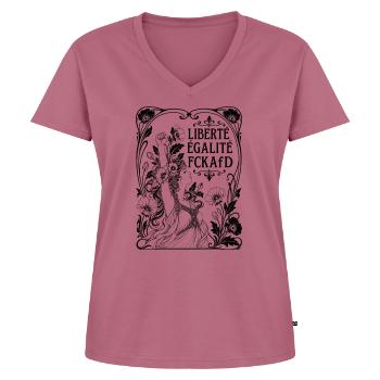 Liberté Égalité FCKAfD Art Nouveau Stil Protest - Frauen Premium Bio T-Shirt mit V-Ausschnitt - Mauve - Vorne - AI Model Female 172 dark (172cm)