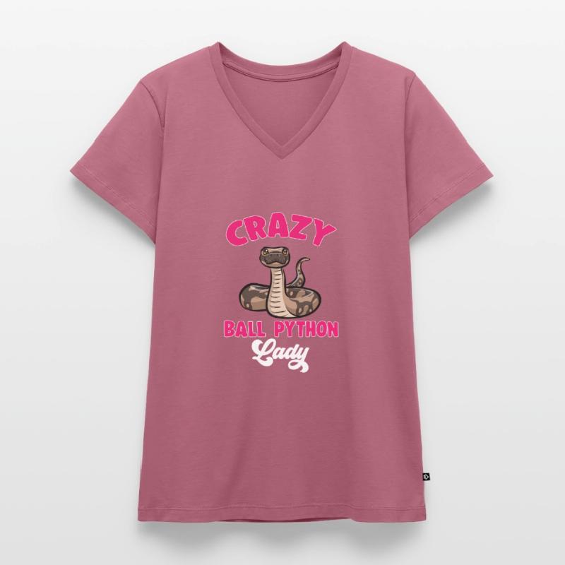 Ball Python Snake King Python T-shirt encolure en V Premium bio Femme