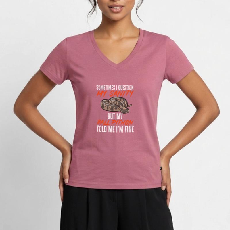 Ball Python Schlange Königspython Frauen Premium Bio T-Shirt mit V-Ausschnitt