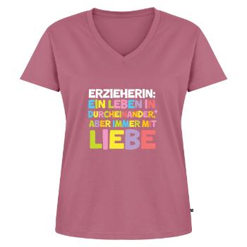 Erzieherin Durcheinander Lustig Kita Abschied - Frauen Premium Bio T-Shirt mit V-Ausschnitt - Mauve - Vorne - AI Model Female 172 dark (172cm)