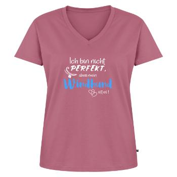 Ich bin nicht perfekt, aber mein Windhund ist es! - Frauen Premium Bio T-Shirt mit V-Ausschnitt - Mauve - Vorne - AI Model Female 172 dark (172cm)