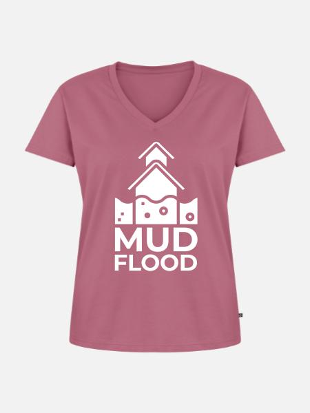 Evidenz der Schlammflut weltweit - Frauen Premium Bio T-Shirt mit V-Ausschnitt - Mauve