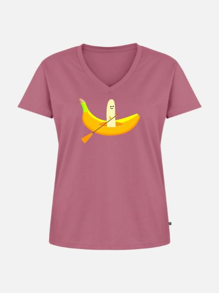 Paddler mit Banane - Frauen Premium Bio T-Shirt mit V-Ausschnitt - Mauve