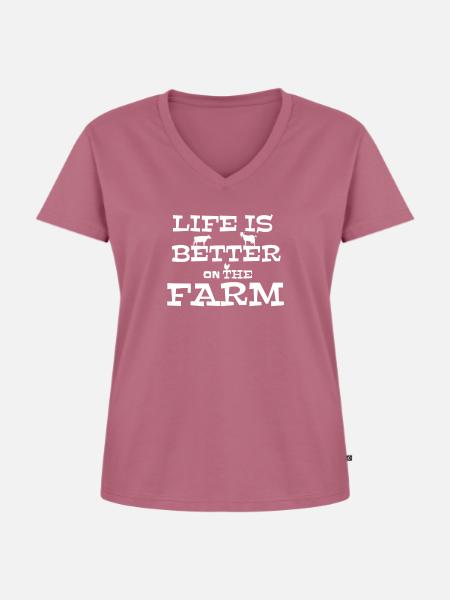 Landwirt - Frauen Premium Bio T-Shirt mit V-Ausschnitt - Mauve