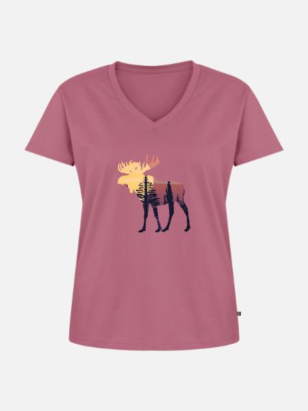 Elch - Frauen Premium Bio T-Shirt mit V-Ausschnitt - Mauve