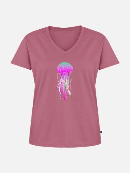Qualle Quallen Geschenk - Frauen Premium Bio T-Shirt mit V-Ausschnitt - Mauve