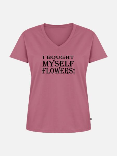 I Bought Myself Flowers - Frauen Premium Bio T-Shirt mit V-Ausschnitt - Mauve