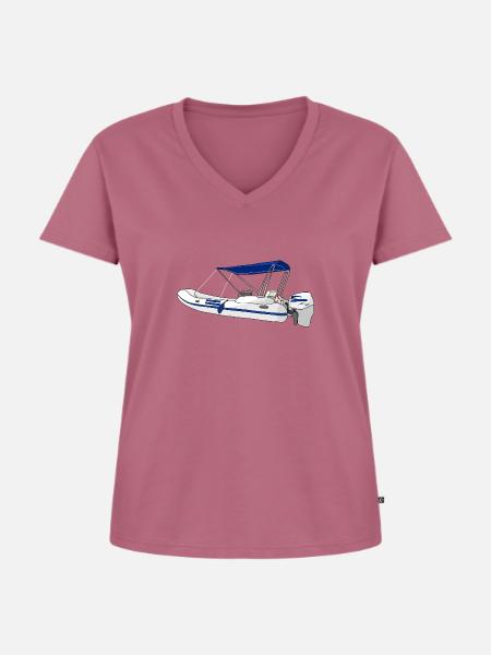 Boot Motorboot Schlauchboot - Frauen Premium Bio T-Shirt mit V-Ausschnitt - Mauve