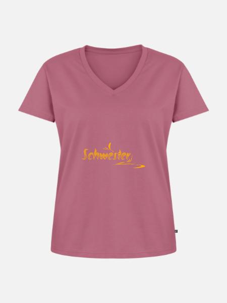Schwester als Schwester - Frauen Premium Bio T-Shirt mit V-Ausschnitt - Mauve