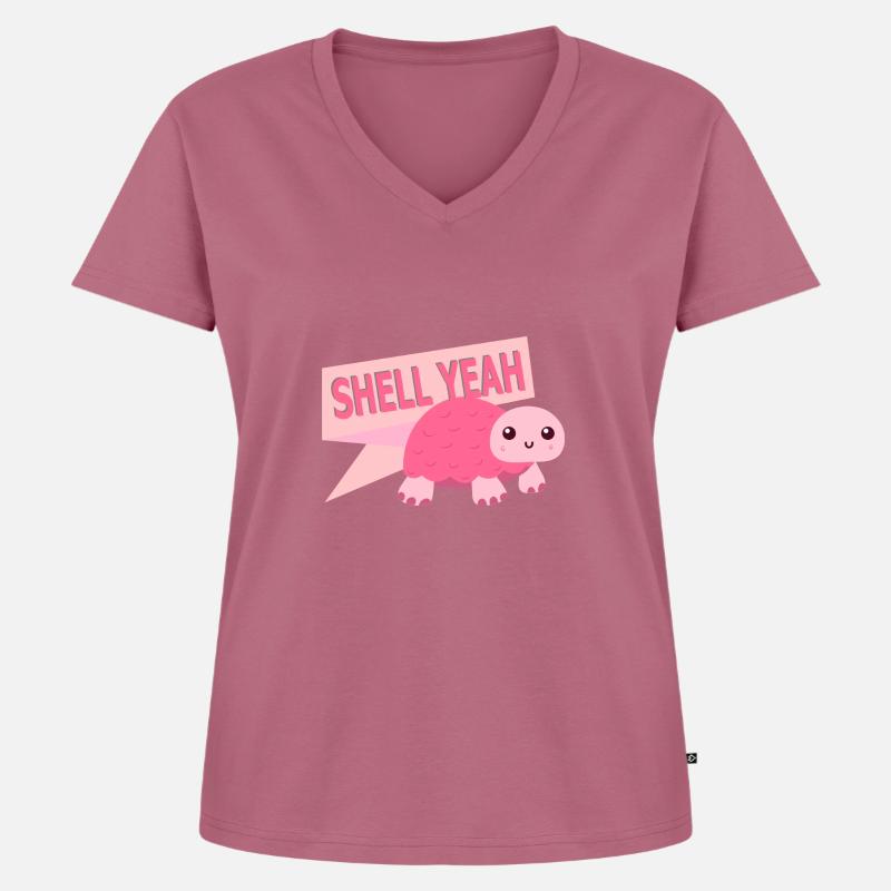 shell yeah turtle shirt - Frauen Premium Bio T-Shirt mit V-Ausschnitt - Mauve