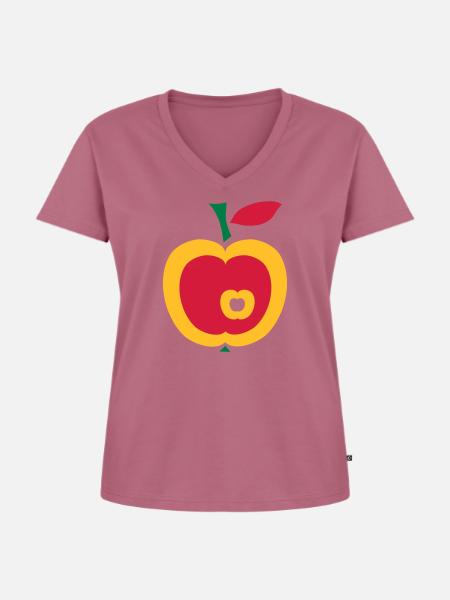 Retro Apfel - Frauen Premium Bio T-Shirt mit V-Ausschnitt - Mauve