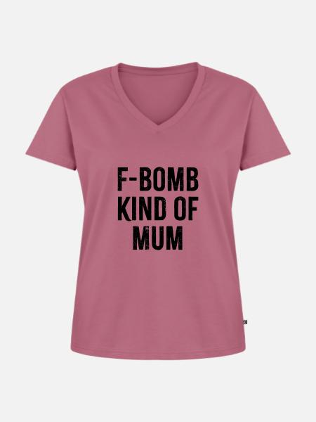 F Bombe Kinda Mama - Frauen Premium Bio T-Shirt mit V-Ausschnitt - Mauve