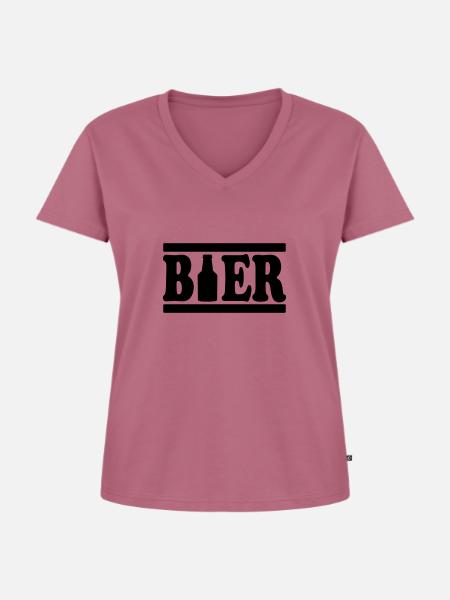 Bier Bierflasche Alkohol - Frauen Premium Bio T-Shirt mit V-Ausschnitt - Mauve