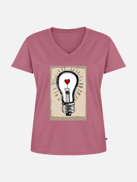 Poster "Love Lighted T-Shirt" - Frauen Premium Bio T-Shirt mit V-Ausschnitt - Mauve