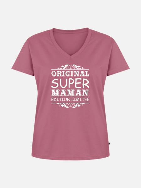 Super Mama Geschenk - Frauen Premium Bio T-Shirt mit V-Ausschnitt - Mauve