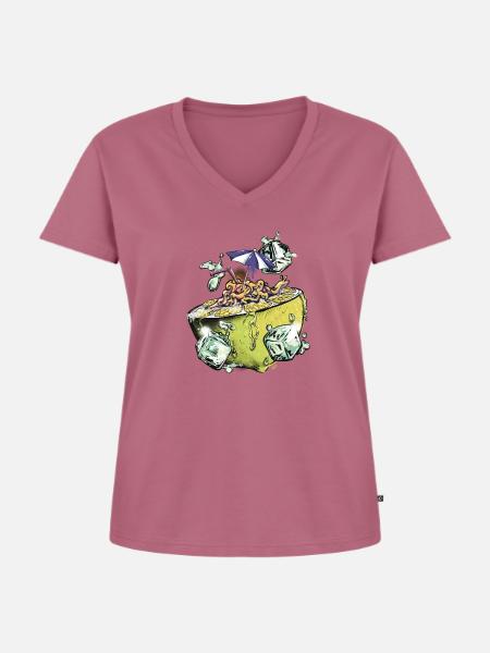 Slug lime - Frauen Premium Bio T-Shirt mit V-Ausschnitt - Mauve