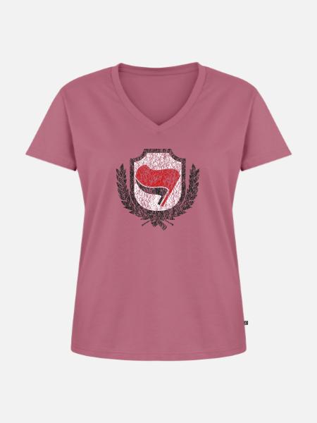 antifa symbol - Frauen Premium Bio T-Shirt mit V-Ausschnitt - Mauve