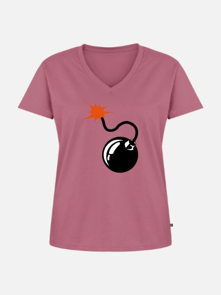 Bomben Docht - Frauen Premium Bio T-Shirt mit V-Ausschnitt - Mauve